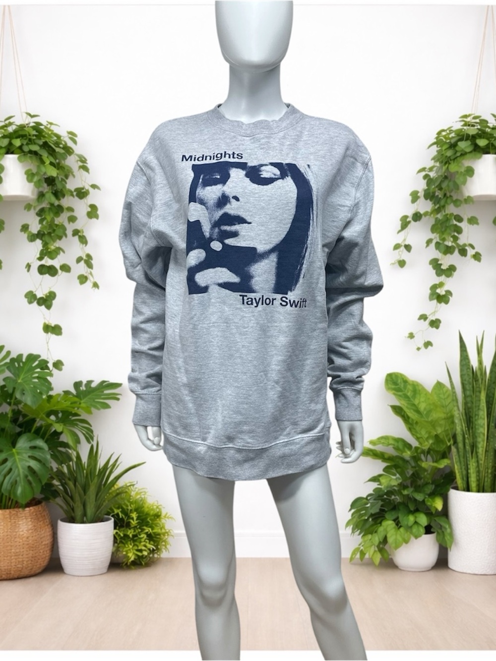 Taylor Swift Midnights Crew Sweatshirt | Size Large | Gray Blue | Item #13163